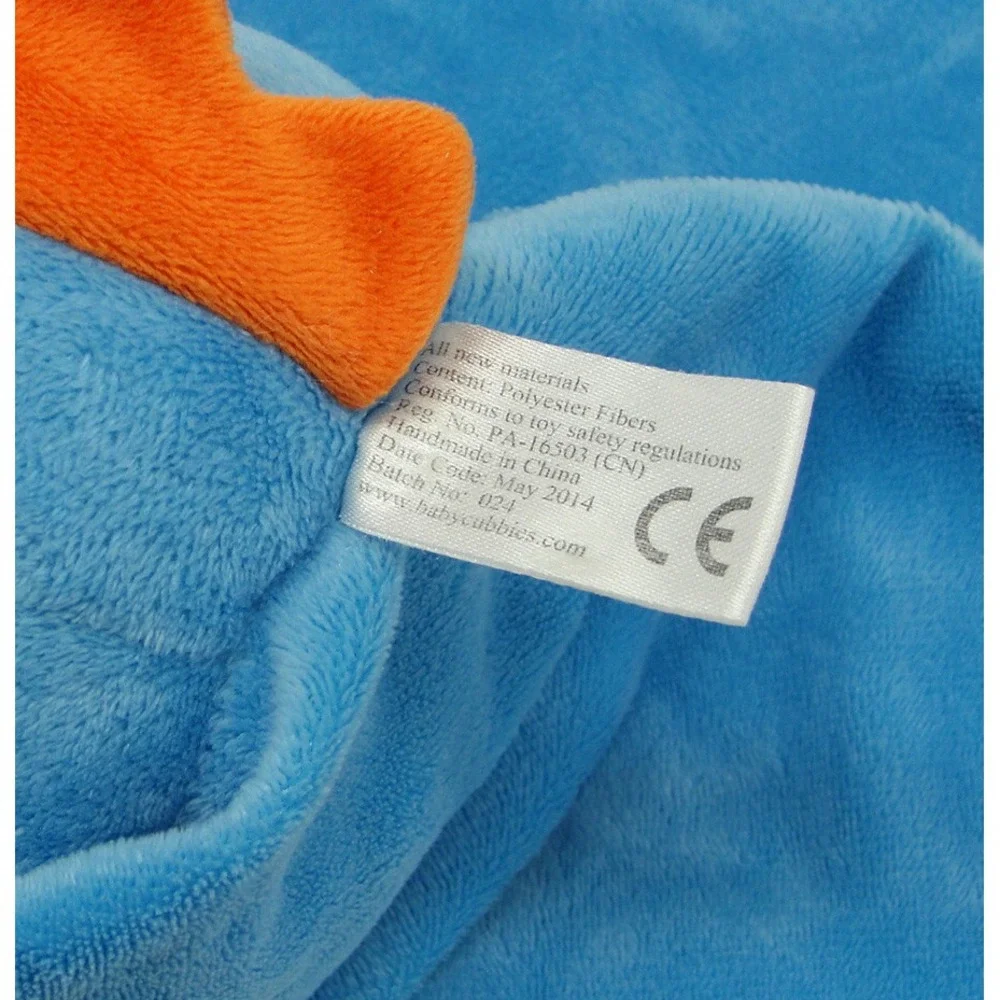 Blue Dinosaur Lovey Plush Baby Cubbies Security Blanket Soother Knotted Corners